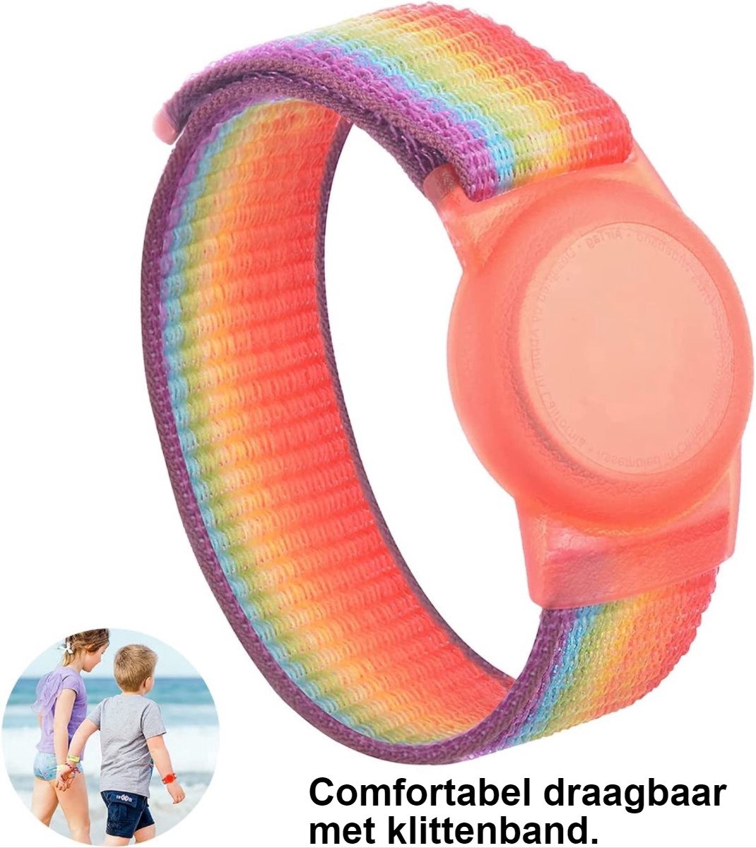 ***Airtag Armband Polsband Regenboog Kinderen Horloge - Geschikt voor Apple - Klittenband - van Heble® ***