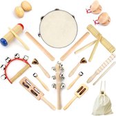 Muziekinstrumenten - Houten Percussie Instrumenten -Baby - Kinderen - Peuters - Kinderen - 23 Stuks - Puur Hout - Speelgoed Set - Premium Percussie-Ritme Kit - Katoenen Tas Verpakt