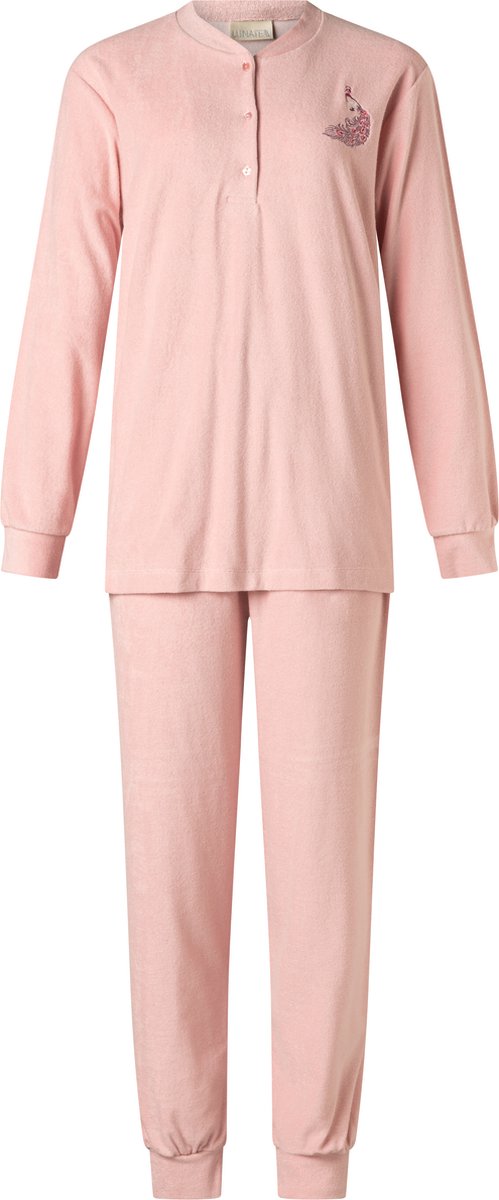 Lunatex warme dames pyjama badstof 124206 - roze