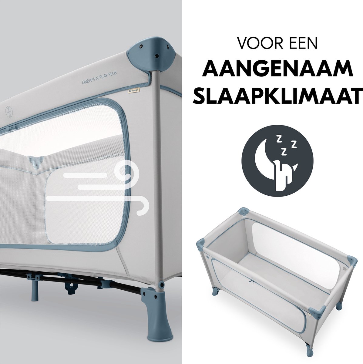 Hauck Dream N Play Plus - Campingbedje - Extra grote doorgang - Dusty Blue thumbnail 6