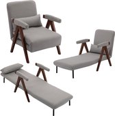 Merax Fauteuil 3 en 1 - Transat - Canapé-lit - Lit simple escamotable ou fauteuil-lit - Canapé-lit - Lit pliant - Grijs