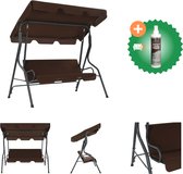 Bol.com vidaXL Tuinschommelstoel 170x110x153 cm koffiekleurig Schommelbank Inclusief Reiniger aanbieding