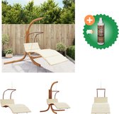 vidaXL Chaise suspendue avec kussen en tissu et balançoire en bois de peuplier massif avec nettoyant et assainisseur pour bois