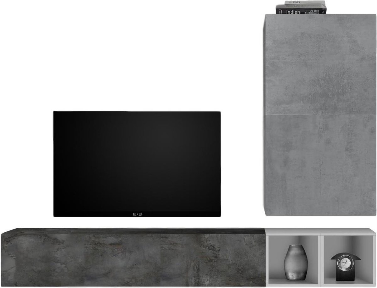 TV-wandmeubel Anderson in grijs beton met oxid