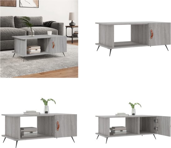 vidaXL Salontafel 100x50x40 cm bewerkt hout grijs sonoma eikenkleurig, tafel, bijzet tafel, salon tafel, bijzettafel, koffietafel, koffie tafel