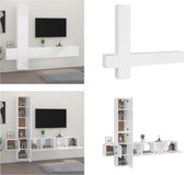vidaXL 5-delige Tv-meubelset bewerkt hout hoogglans wit - Tv-kast - Tv-kasten - Tv-meubel - Hifi-meubel