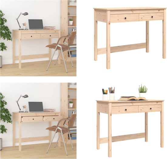 vidaXL Bureau avec tiroirs 100x50x78 cm Bois de pin massif - Bureau - Bureaux - Bureau en bois - Table d'écriture