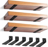 Set van 6 plankbeugels, zware zwevende plankbeugels voor wandmontage DIY Open | L-hoekbeugel Decoratieve plankbeugels met schroef en ankers