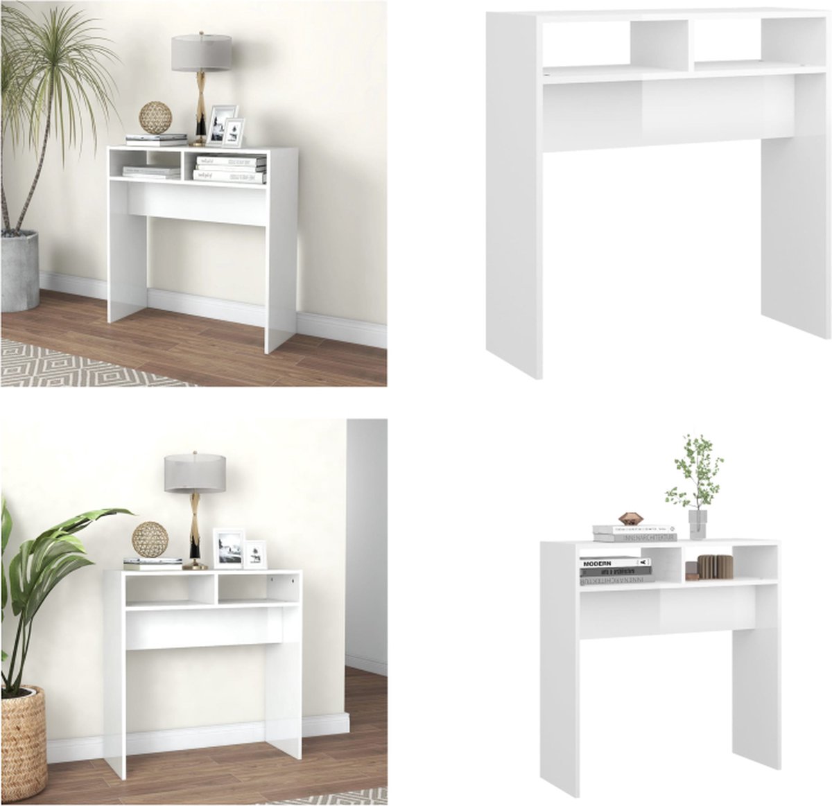 vidaXL Wandtafel - 78x30x80 - cm - bewerkt - hout - wit