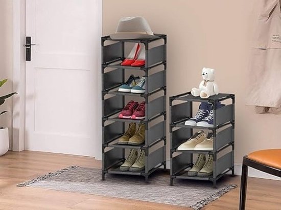 Verticaal houten schoenenrek met 5/7/8 planken voor smalle ingang, ruimtebesparend, voor entree, hal, kast, slaapkamer, extra groot