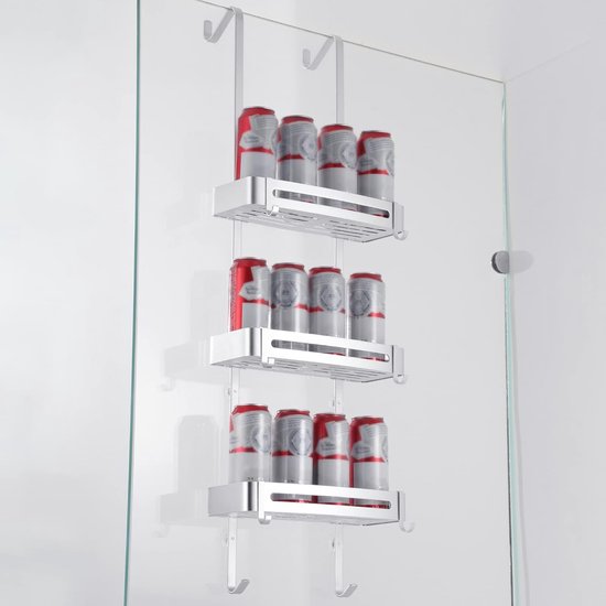 Casaria Doucheplank om op te hangen, 3 planken, 3 haken, 70 x 29 x 10 cm, doucheplank, hangend badkamerrek, bamboe, hout, hangrek voor douche, badkamer, keuken, rek