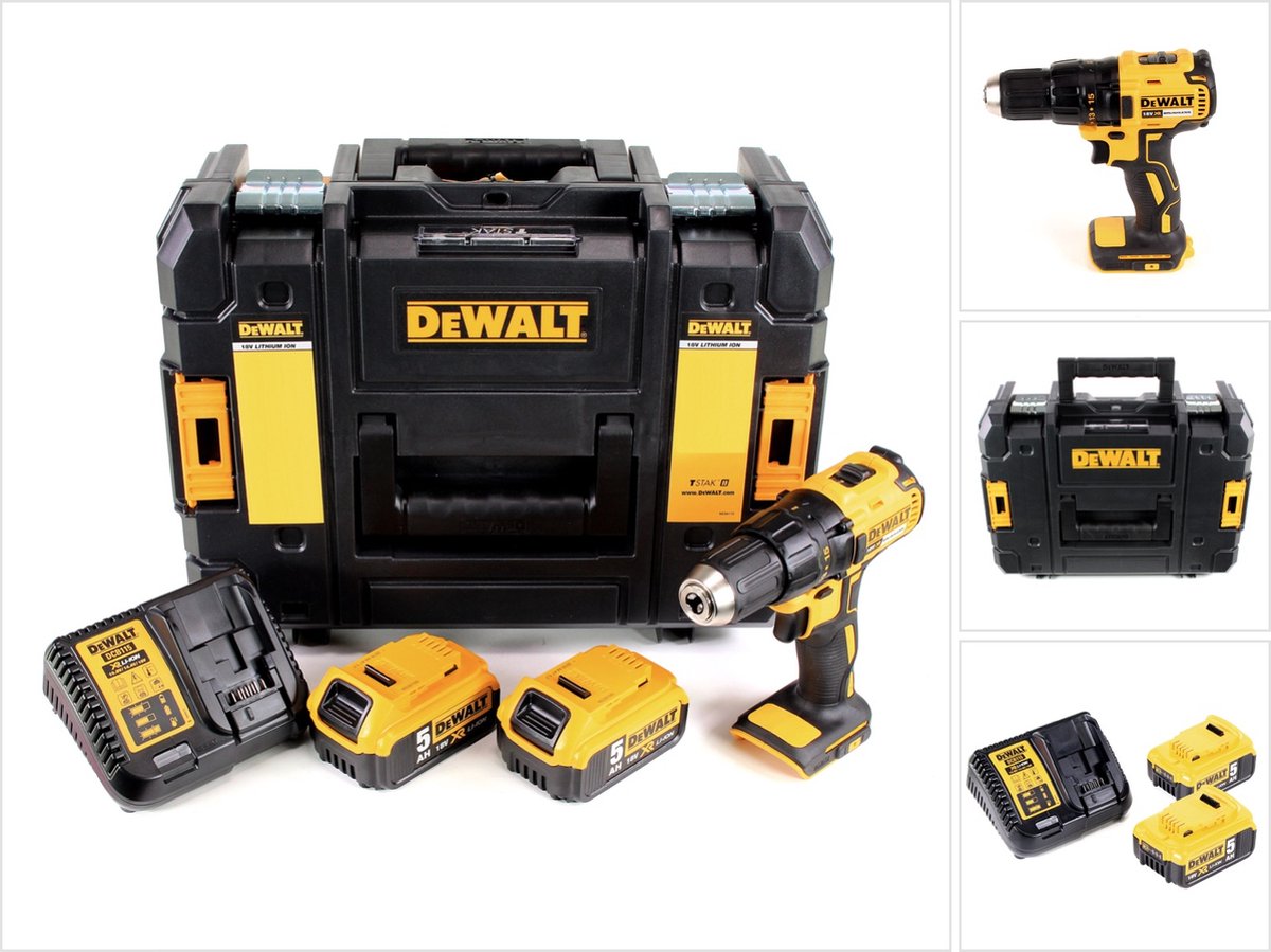 DeWalt DCD 777 P2 accuboormachine 18 V 65 Nm borstelloos + 2x accu 5,0 Ah + oplader + TSTAK