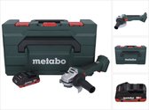Metabo W 18 L BL 9-125 Snoerloze haakse slijper 18 V 125 mm borstelloos + 1x accu 4.0 Ah + metaBOX - zonder lader