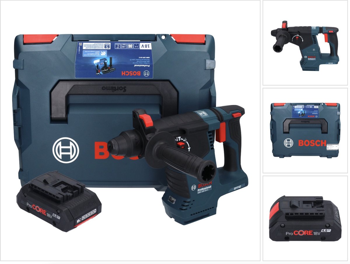 Bosch GBH 18V-24 C Professionele accu boorhamer 18 V 2,4 J Brushless SDS plus + 1x ProCORE accu 4,0 Ah + L-BOXX - zonder lader