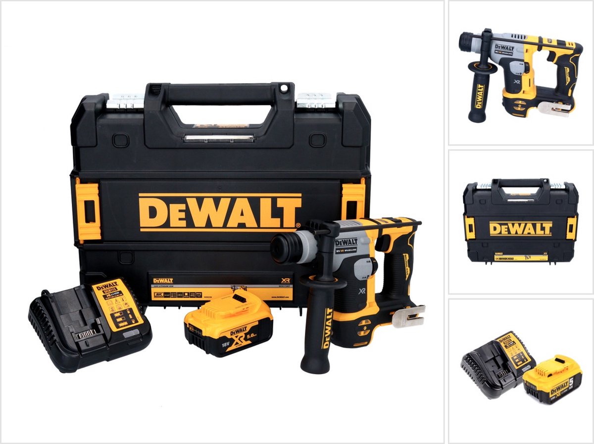 DeWalt DCH 172 P1 accuklopboormachine 18 V 16 mm 1,4 Joule SDS plus Brushless + 1x oplaadbare accu 5,0 Ah + lader + TSTAK