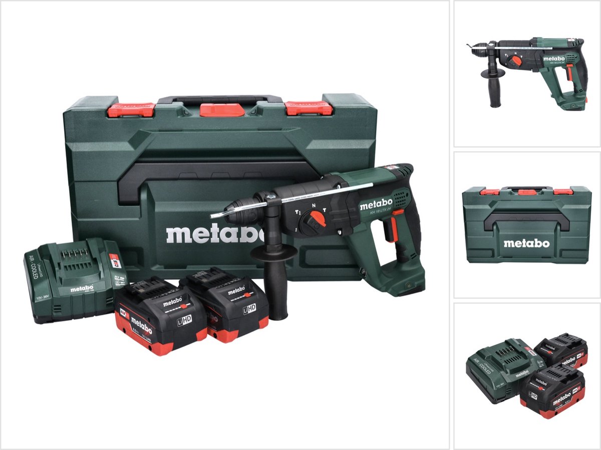 Metabo KH 18 LTX 24 accu combihamer 18 V 2.1 J SDS plus + 2x accu 8.0 Ah + lader + metaBOX