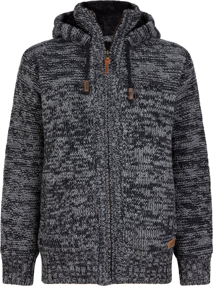 Gebreid Wollen Heren/Uni Vest van Schapenwol Teddy PolyesterFleece en vaste capuchon SHAKALOHA Chamonix ZH Antragrey