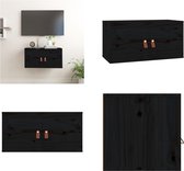 vidaXL Wandkast 60x30x30 cm massief grenenhout zwart - Wandkast - Wandkasten - Hangkast - Hangende Kast