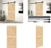 vidaXL Schuifdeur met beslag 90x210 cm massief grenenhout - Houten Deur - Houten Deuren - Schuifdeur - Schuifdeuren