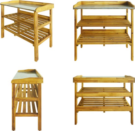 vidaXL Plantentafel met schappen 78x38x82,5 cm massief vurenhout, oppottafel, planten tafel, verpottafel, plantentafel, ompottafel, tuinwerktafel
