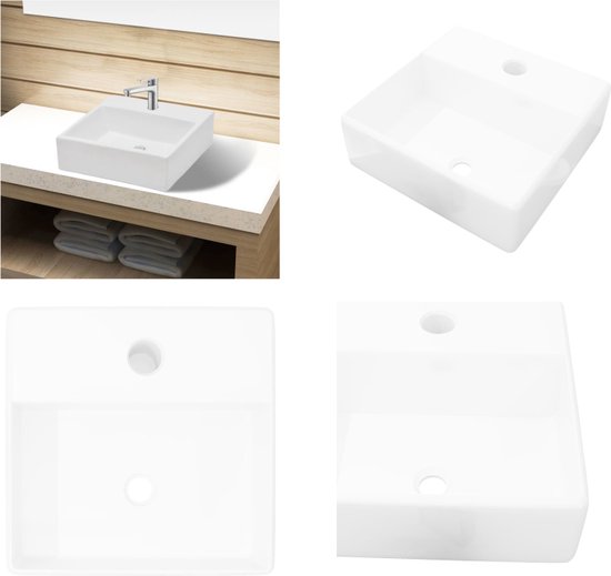 Wasbak met kraangat, keramiek, zwart