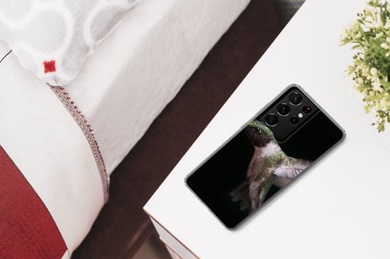 Coque Samsung Galaxy S21 Ultra - Colibri gorge rubis sur fond noir - Siliconen