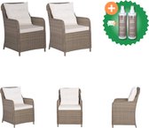 vidaXL Chaises de jardin 2 pcs avec coussins Chaise de jardin en polyrotin marron avec kit d'entretien