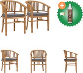 vidaXL Chaises de jardin 2 pcs avec coussins Chaise de jardin en bois de teck massif avec nettoyant et assainisseur pour bois