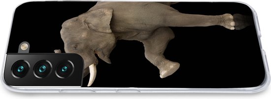 Coque Samsung Galaxy S22 - Éléphant avec sa jambe droite levée sur fond noir - Coque de téléphone en Siliconen