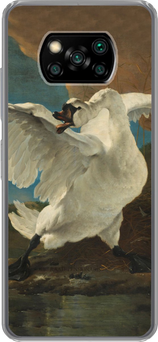 Telefoonhoesje Geschikt voor Xiaomi Geschikt voor Poco X3 Pro hoesje - De bedreigde zwaan - Schilderij van Jan Asselijn - Siliconen Telefoonhoesje Telefoonhoesje