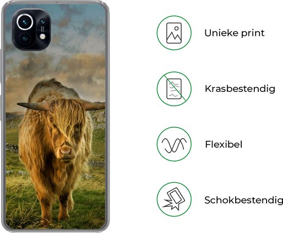 Coque Xiaomi Mi 11 - Scottish Highlander - Herbe - Berg - Coque en Siliconen