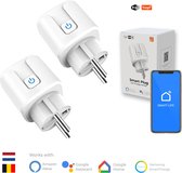 2 stuks - Slimme Stekker - WiFi - Smart Plug - Google Home & Amazon Alexa - Tijdschakelaar & Energiemeter via Smartphone App - Smart Home
