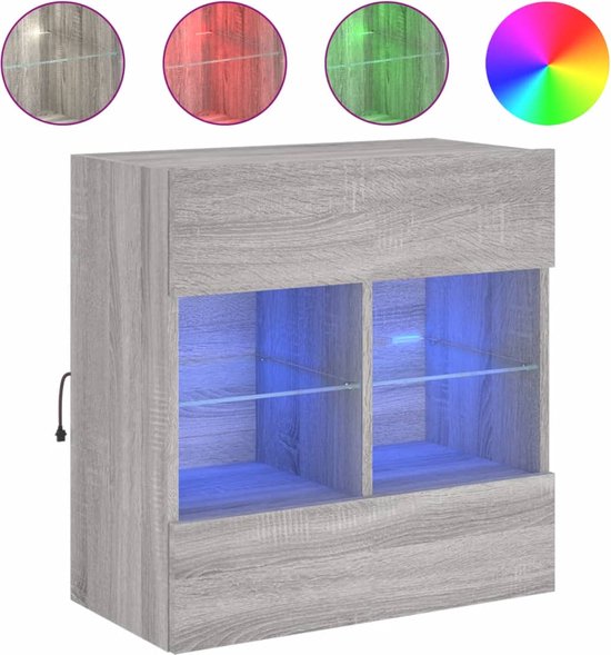 vidaXL Tv-wandmeubel met LED-verlichting Sonoma eiken en wit