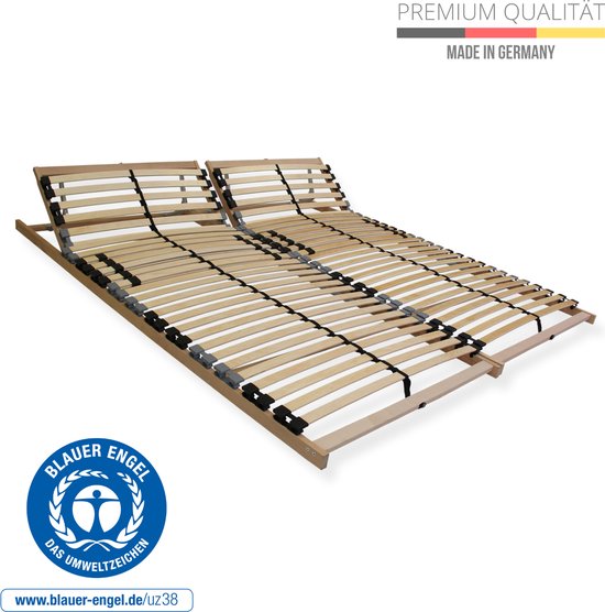 7 zone lattenbodem 200x200 met verstelbaar hoofdeinde - Ergonomische lattenbodem 7 zones en stabiel beukenhouten frame - 28 flexibele latten - MADE IN GERMANY - draagvermogen ca. 150kg