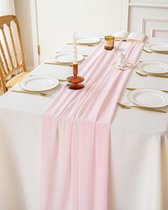 Chemin de table en mousseline de soie rose 3 m, Décoration de table de mariage, chemin de table en tissu tulle long pour mariage 70 cm
