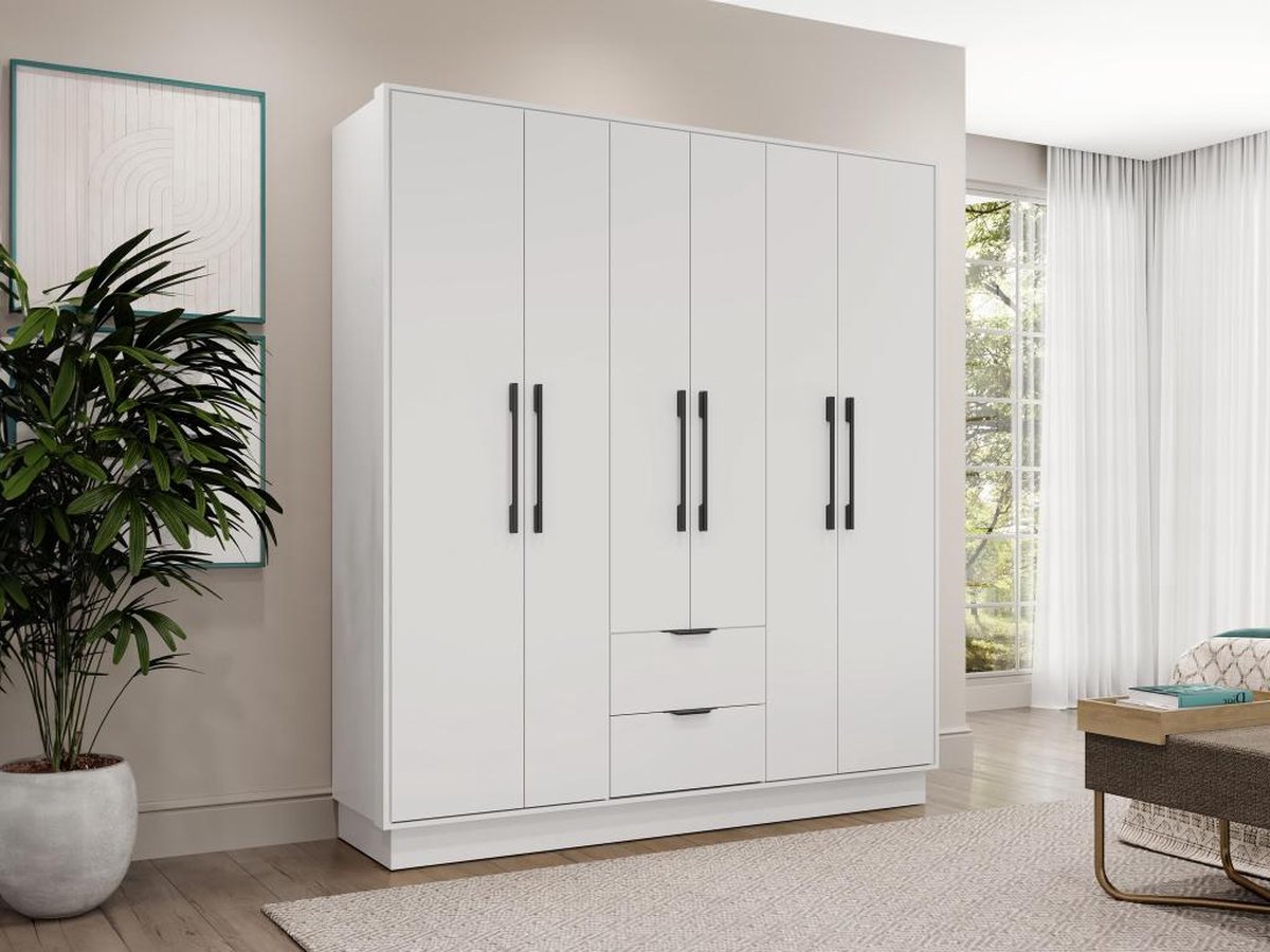 Vente-unique Kast met 6 deuren en 2 lades - L162 cm - Wit - FEOVA