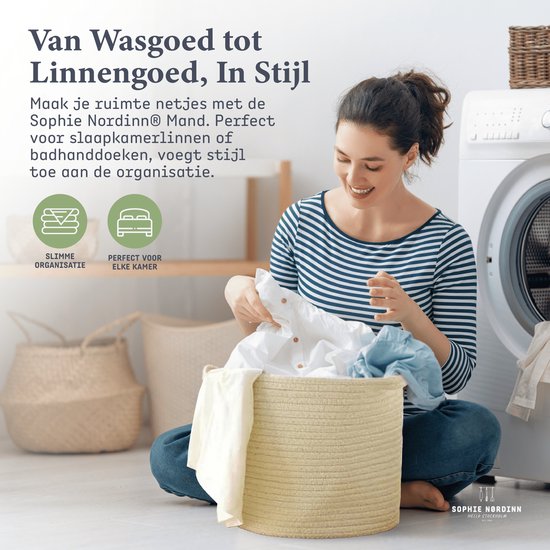 Bestseller #1 Basket by Sophie Paniers à linge - Panier de Rangement Goteborg ( Wit Petit) - Panier à Linge - Paniers à Linge - Sac à Linge - 22 L
