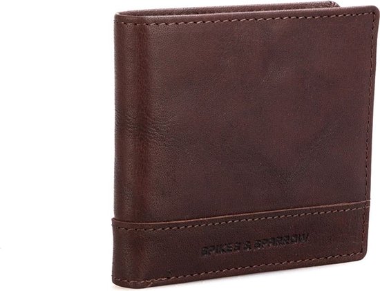 Porte-billets en cuir Spikes & Sparrow James - RFID - 12 cartes - Marron foncé