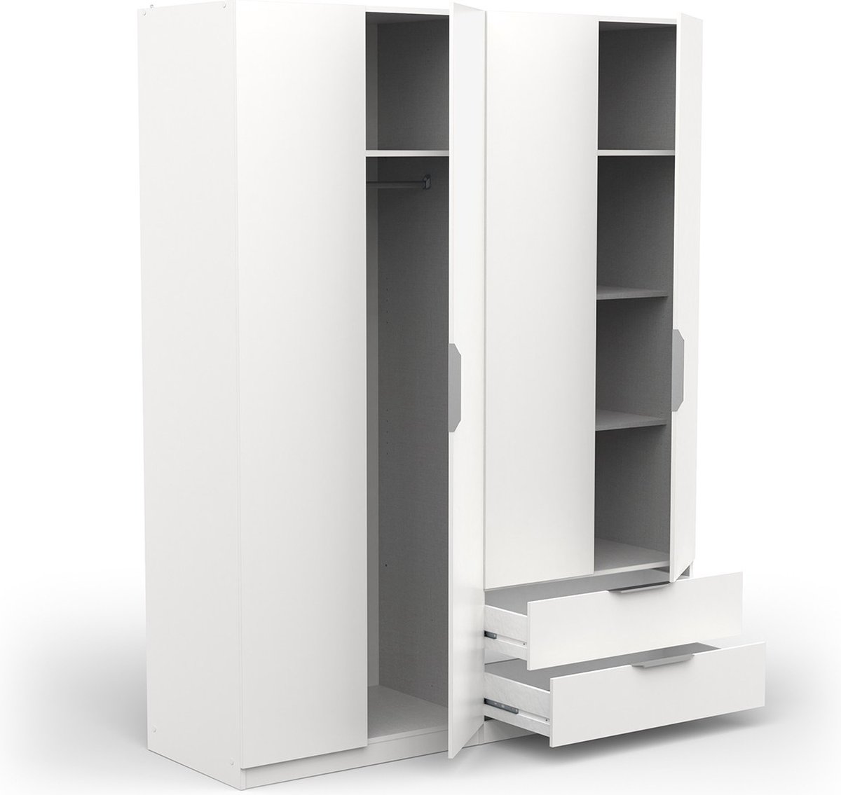 Kledingkast Spectre 157cm 4 deuren & 2 lades - mat wit