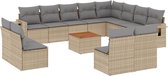 vidaXL - 13-delige - Loungeset - met - kussens - poly - rattan - beige