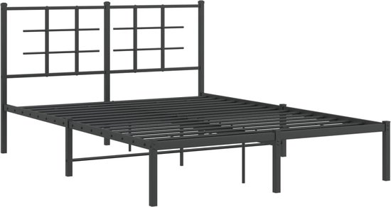 vidaXL - Bedframe - met - hoofdbord - metaal - zwart - 140x200 - cm