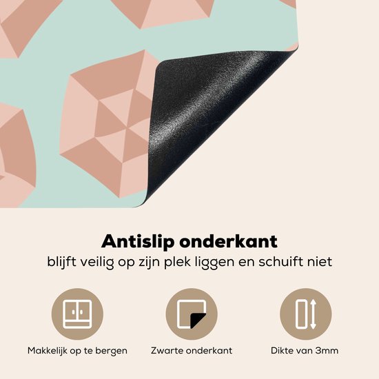 KitchenYeah® Inductie beschermer 80.2x52.2 cm - Zomer - Parasols - Lichtblauw - Kookplaataccessoires - Afdekplaat voor kookplaat - Inductiebeschermer - Inductiemat - Inductieplaat mat