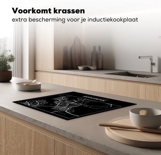 KitchenYeah® Inductie beschermer 65x52 cm - Spijkenisse - Kaart - Stadskaart - Plattegrond - Kookplaataccessoires - Afdekplaat voor kookplaat - Inductiebeschermer - Inductiemat - Inductieplaat mat