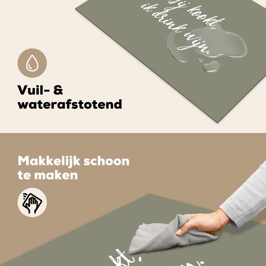 KitchenYeah® Inductie beschermer 80.2x52.2 cm - Quotes - Jij kookt, ik drink wijn - Wijn - Spreuken - Kookplaataccessoires - Afdekplaat voor kookplaat - Inductiebeschermer - Inductiemat - Inductieplaat mat