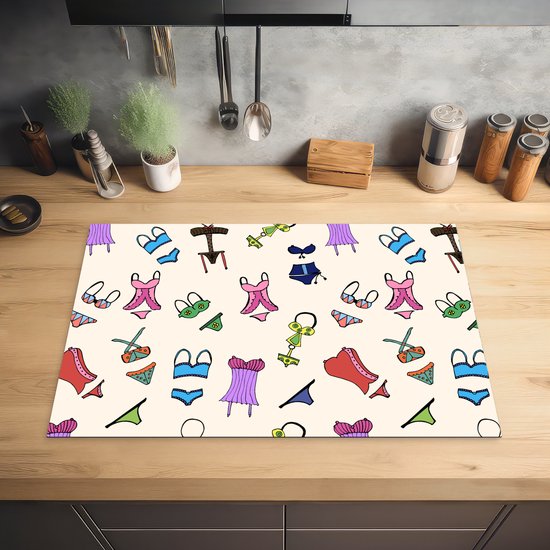 KitchenYeah® Inductie beschermer 76x51.5 cm - Lingerie - Ondergoed - Patroon - Kookplaataccessoires - Afdekplaat voor kookplaat - Inductiebeschermer - Inductiemat - Inductieplaat mat