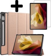 Hoes Geschikt voor Lenovo Tab P12 Hoes Luxe Hoesje Case Met Uitsparing Geschikt voor Lenovo Pen Met Screenprotector - Hoesje Geschikt voor Lenovo Tab P12 Hoes Cover - Rosé goud