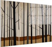 Bos schilderij - Abstract schilderij op glas - Schilderij bomen - Wanddecoratie modern - Acrylglas schilderij - Kantoor accessoires - 90 x 60 cm 5mm