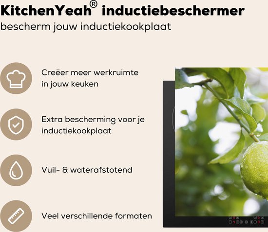 KitchenYeah® Inductie beschermer 80x52 cm - Close up of wet lime on branch - Kookplaataccessoires - Afdekplaat voor kookplaat - Inductiebeschermer - Inductiemat - Inductieplaat mat