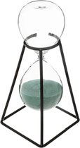 Atmosphera Zandloper cilinder in frame - decoratie of tijdsmeting - 15 minuten blauw zand - H18 cm - glas