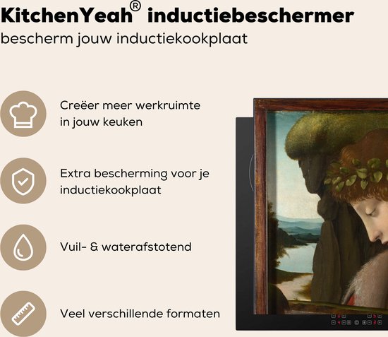 KitchenYeah® Inductie beschermer 71x52 cm - Narcissus - Leonardo da Vinci - Kookplaataccessoires - Afdekplaat voor kookplaat - Inductiebeschermer - Inductiemat - Inductieplaat mat
